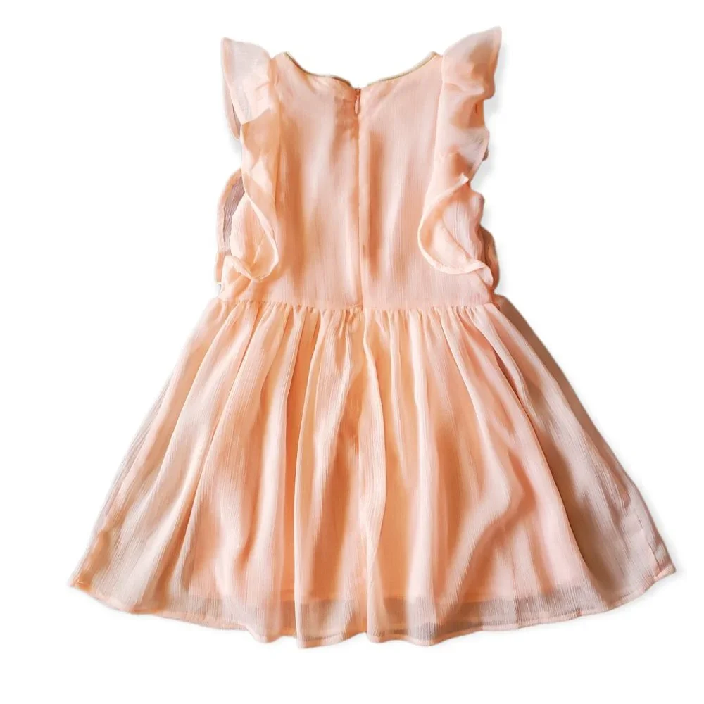OshKosh Girls Ruffle Chiffron Trimmed Peach Dress